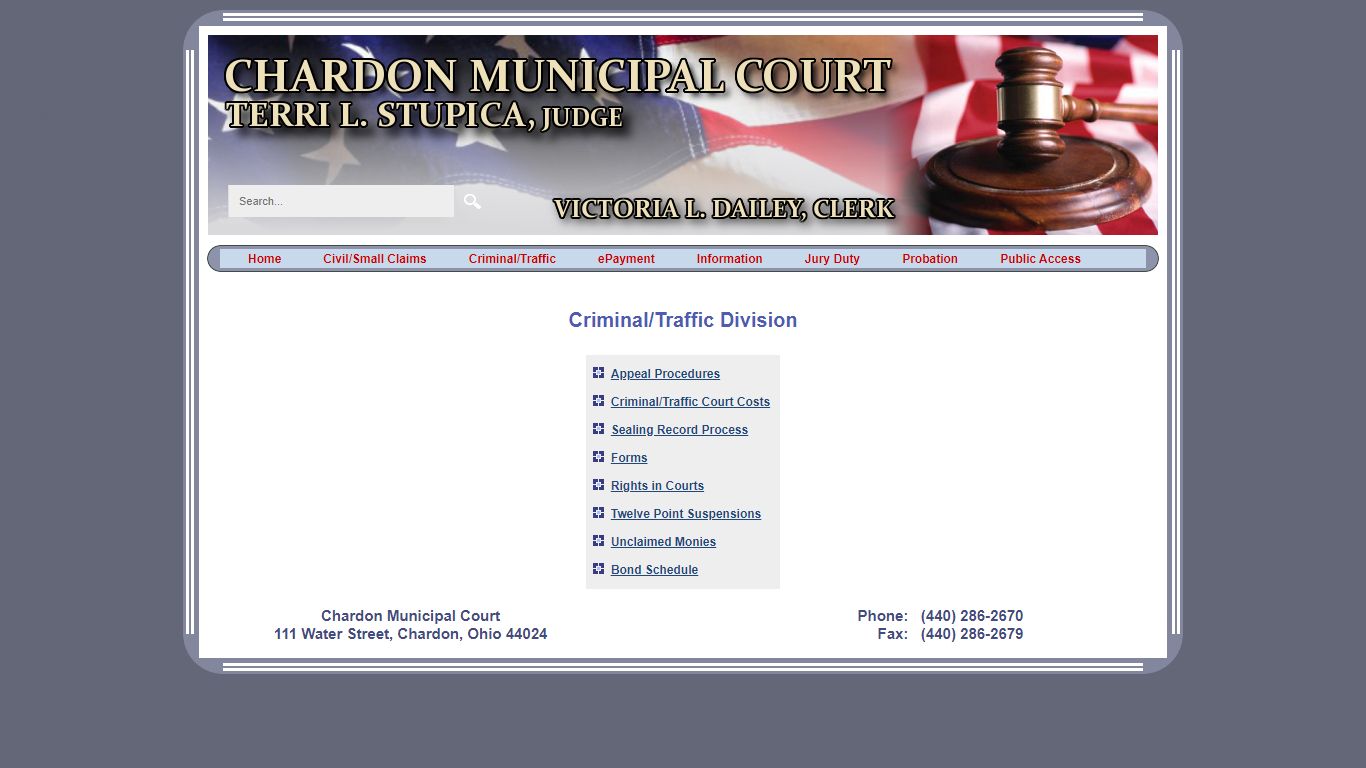 Chardon Municipal Court - Criminal / Traffic Division - Geauga County, Ohio